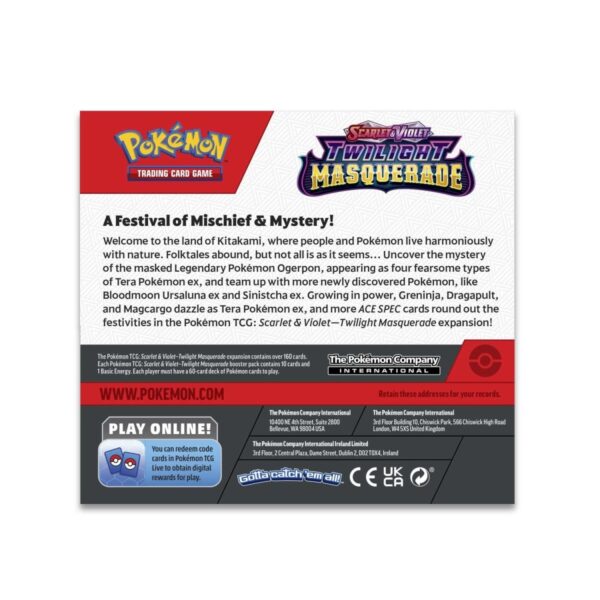 Pokemon TCG: Scarlet en Violet Twilight Masquerade Booster Box (36 Inpakken) Eng - Afbeelding 3